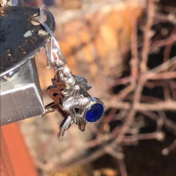 Sterling Silver Sapphire Blue Crystals Mermaid Earrings  BOUTIQUE MERMAID SAPPHIRE 925 SILVER EARRINGS